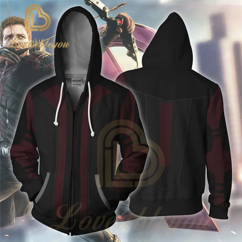 Мстители Endgame Hawkeye Косплей-костюмы с капюшоном толстовки для мужчин Хип Хоп Уличная Толстовка Sudadera Hombre Толстовка для мужчин