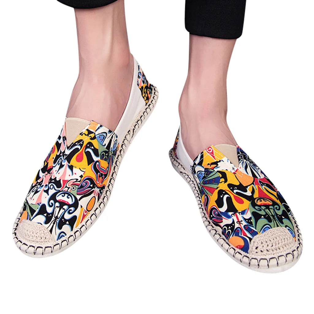 KANCOOLD Chinese Style Shoes Men Slip-On breathable comfortable Graffiti Canvas Summer Wild Lazy Cloth Flat Shoe 126 | Обувь