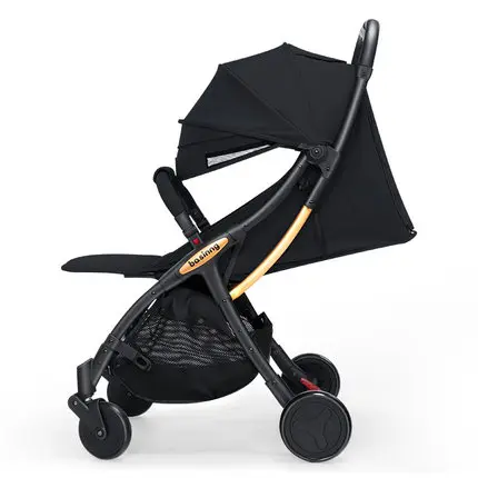 black Портативная складная детская коляска, kinderwgen, откидывающийся в комплекте для новорожденных, Автоматическое Складывание, светильник для посадки на самолете - Цвет: black