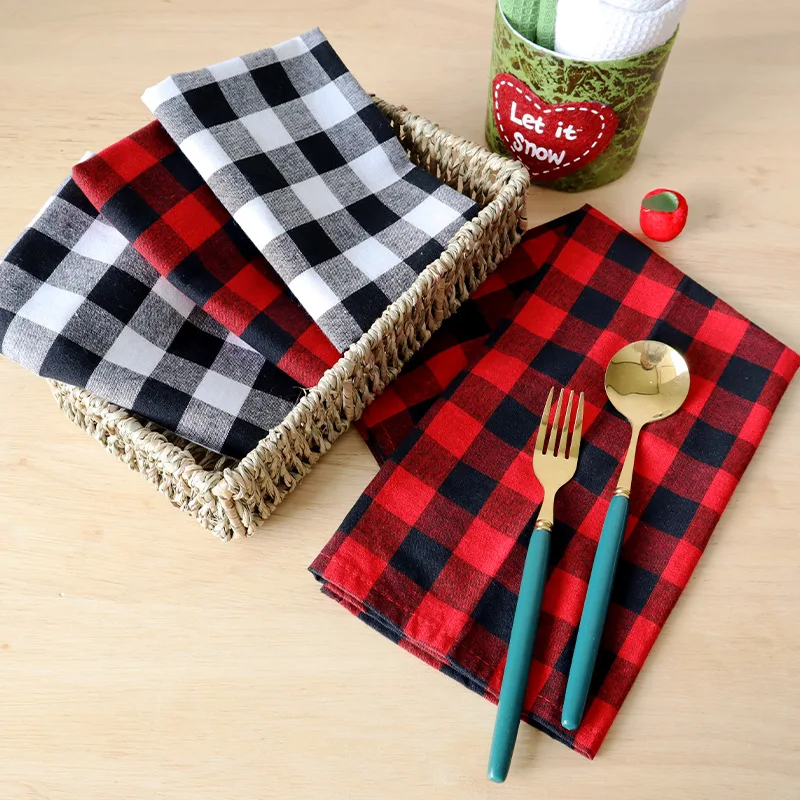 

1piece Classic Plaids Napkins Cotton Placemats Square Tablewares Mats Pads 46cm 18inch