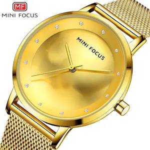 Роскошные водонепроницаемые часы MINI FOCUS с маленьким циферблатом, Дамский Золотой сетчатый браслет, подарок для девушки, женские часы 2020 Стразы часы для женщин