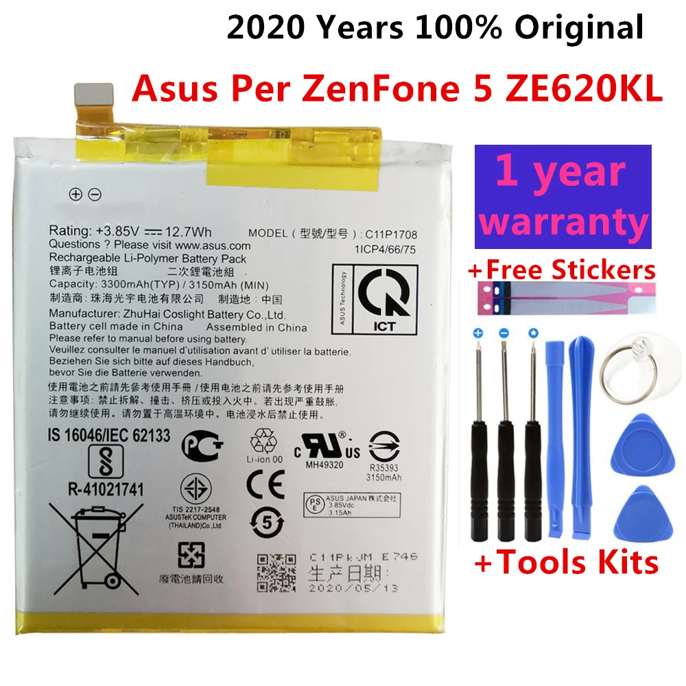 

Оригинальный аккумулятор ASUS ZS620KL ZE620KL c11p1708 3300 мАч для ASUS Zenfone 5 5Z ZE620KL X00QD ZS620KL Z01RD аккумулятор + Инструменты