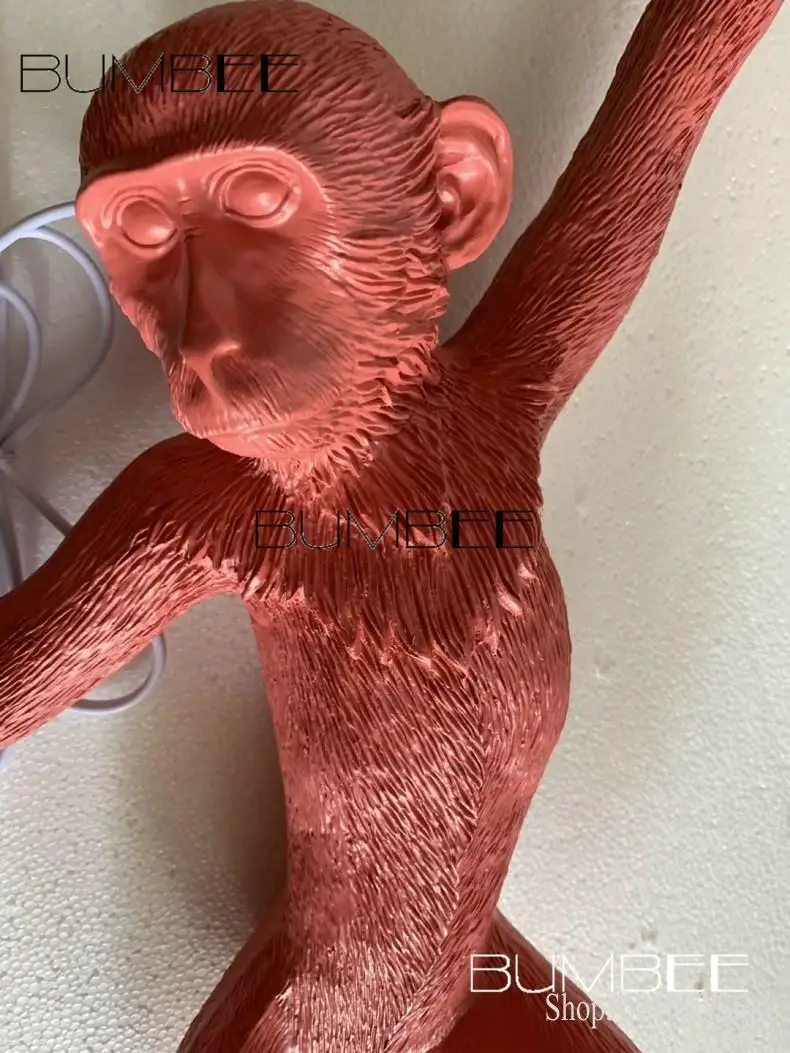 Современная цветная лампа в форме обезьяны ретро пеньковая веревка светодиодный