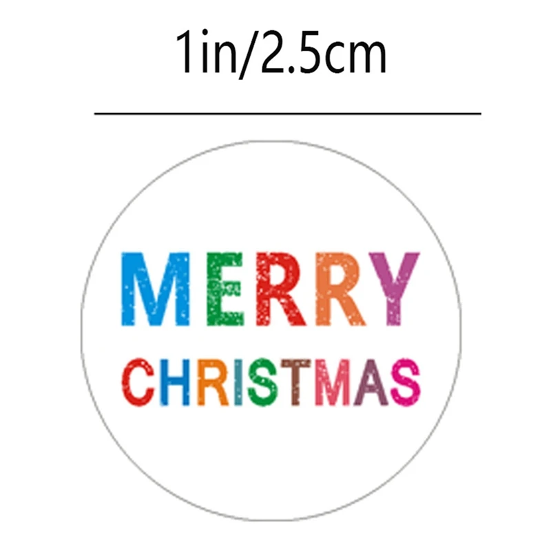 

Christmas Sticker Label Merry Christmas Color Letter Sealing Sticker-2.5cm/1inch 500 Sheet/roll Gift Decoration Sticker