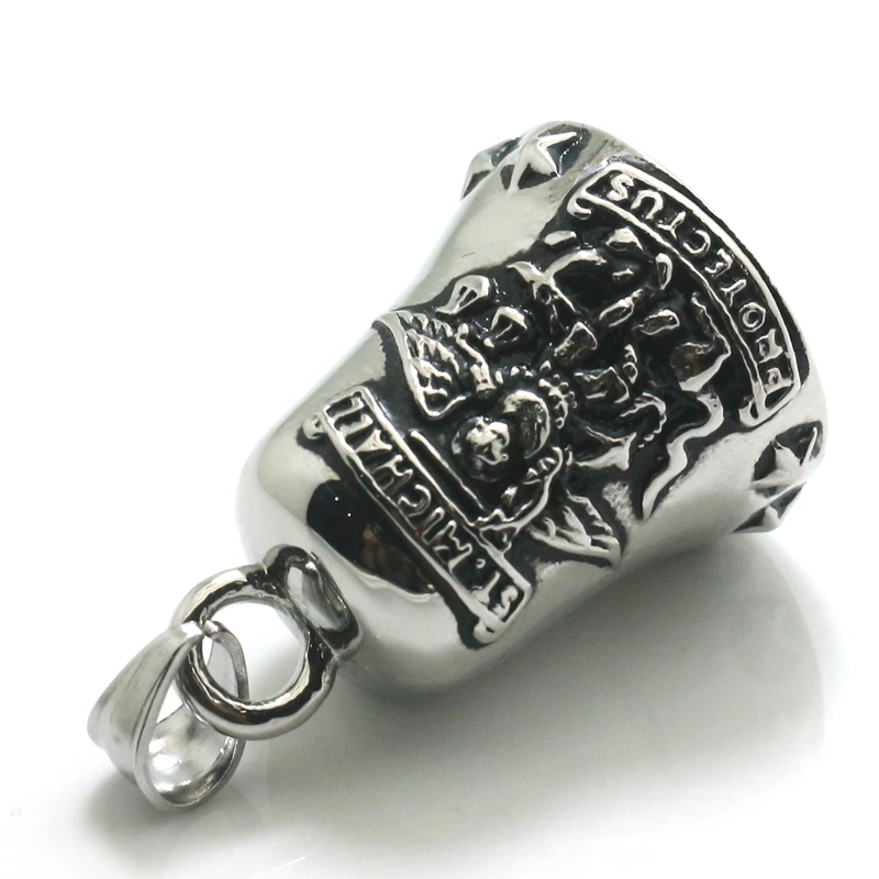 

Newest Unisex 316L Stainless Steel Cool Saint Michael Protect US Star Newest Bell Pendant Big Sound