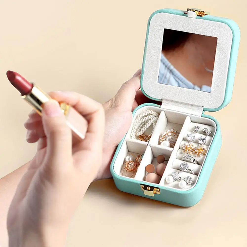 1 шт. портативная Мини дорожная кожаная шкатулка для украшений Органайзер