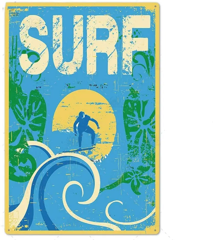 

Metal Signs Tin Warning Sign Vintage Retro Wall Decor Surf Beach House Metal Plaque Metal Wall Decor Beach Surf Sea Tin Sign