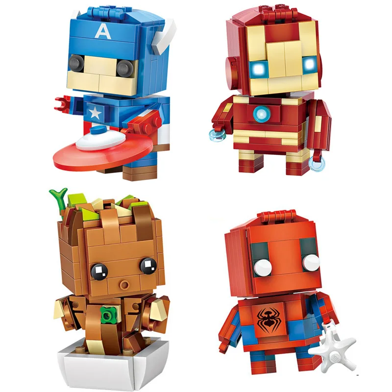 

Disney marvel avenger figure mini block super hero nanobrick captain america groot spiderman ironman big head building brick toy
