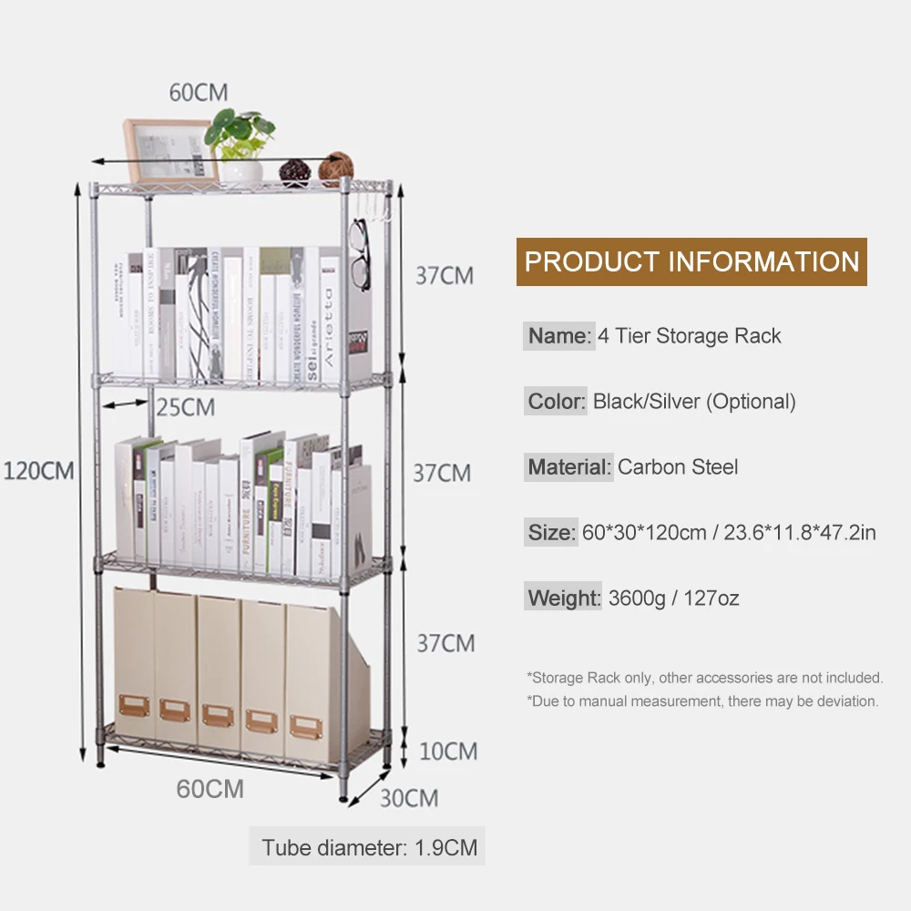 Стеллаж из углеродистой стали на 4 полки 60*30*120 см | Дом и сад