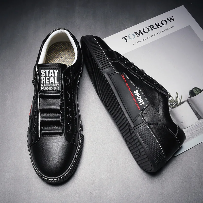 Весенне-осенняя мужская повседневная обувь из искусственной кожи на плоской
