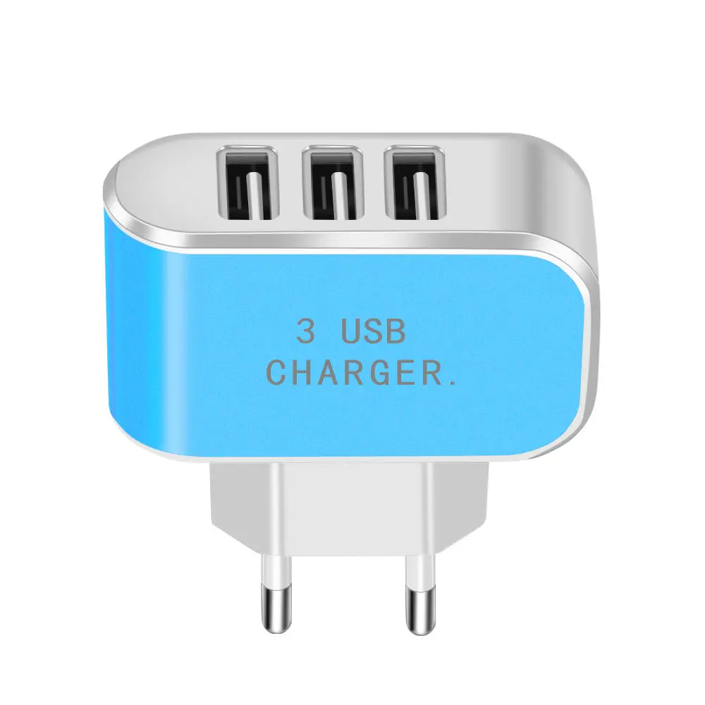blue 3 порты usb-телефон зарядное устройство дорожные настенные usb-зарядные устройства адаптер питания Европейская USB зарядка для iPhone X huawei P20 Xiaomi 6/8 samsung plug - Тип штекера: blue