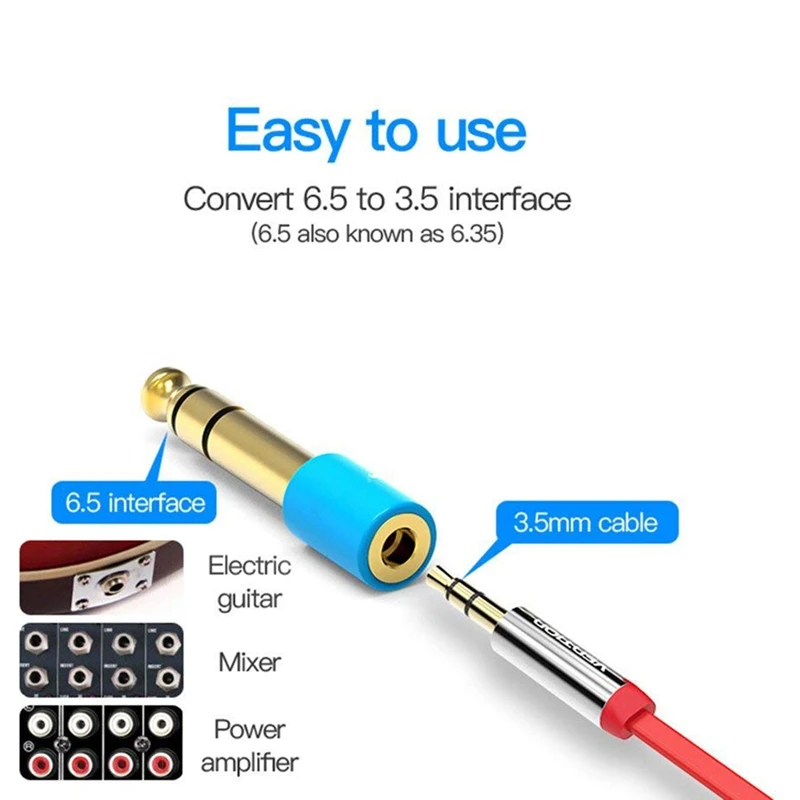 6.5mm 6.35mm 1/4inch Male to 3.5mm 1/8inch Female Jack Stereo Headphone AUX Cable Audio Adapter Plug For Guitar Amplifier J |