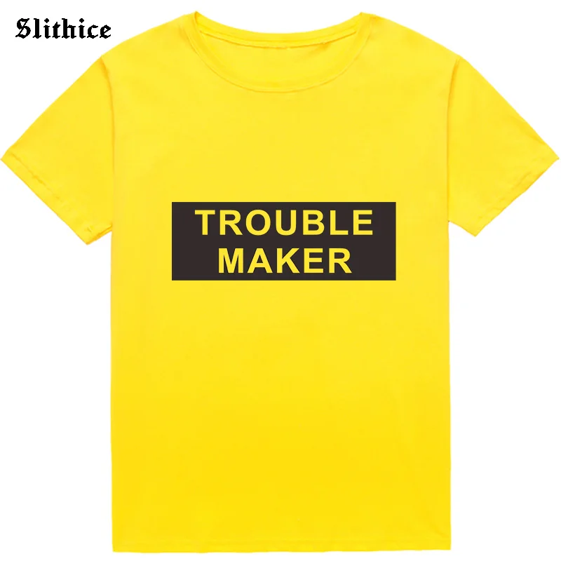 

TROUBLE MALER Fashion T-shirts Women Summer clothing top lady tshirt Gift Tumblr Streetwear female t-shirt tee