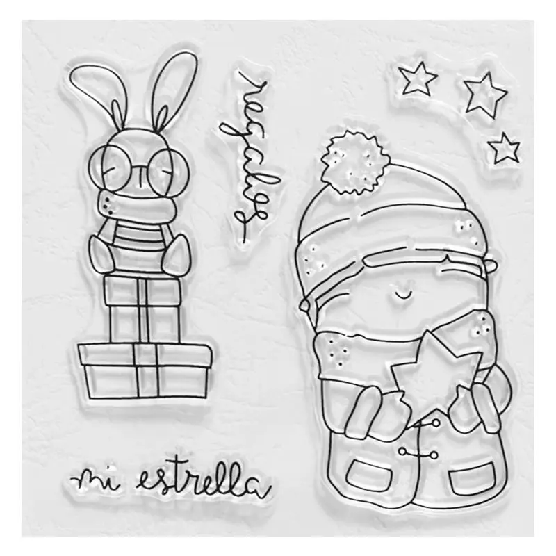 Кролик звезда силиконовый прозрачный печать штамп DIY Скрапбукинг рельефная