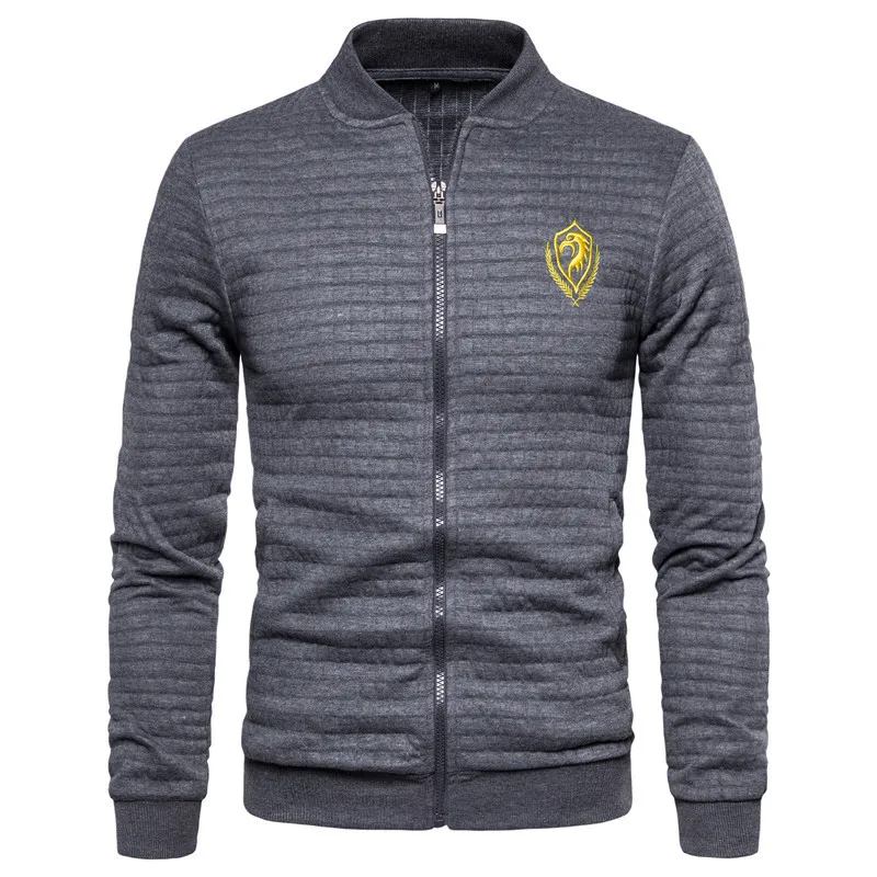 

Spring Jacket for Men Outdoor Windproof Stand Collar Coat Casual Grid Zipper Jacket Autumn Fashion Cotton Comfortable Loose Wear