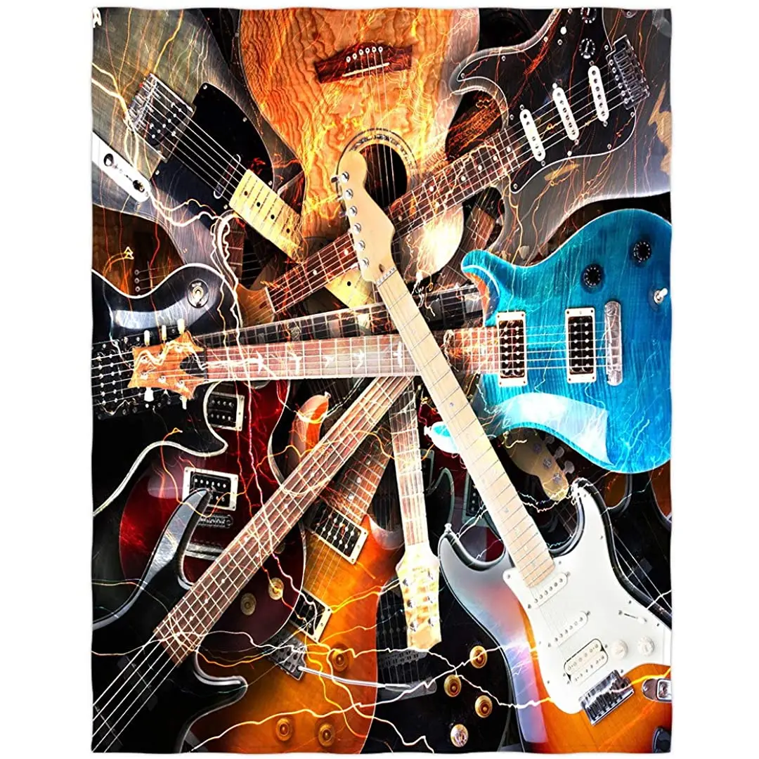 

colourful Guitar Super Soft Throw Blanket for Bed Sofa Lightweight Blanket for All Seasons