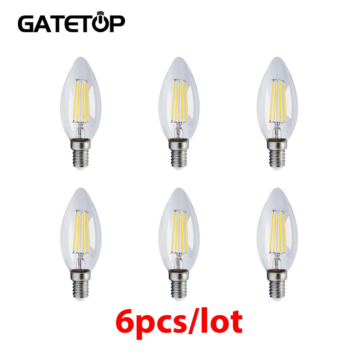 

6pcs/Lot Filament C35 4W Retro Edison Bulb E14 Bombillas 220V-240V Vintage Lamp 4000K Home Decoration