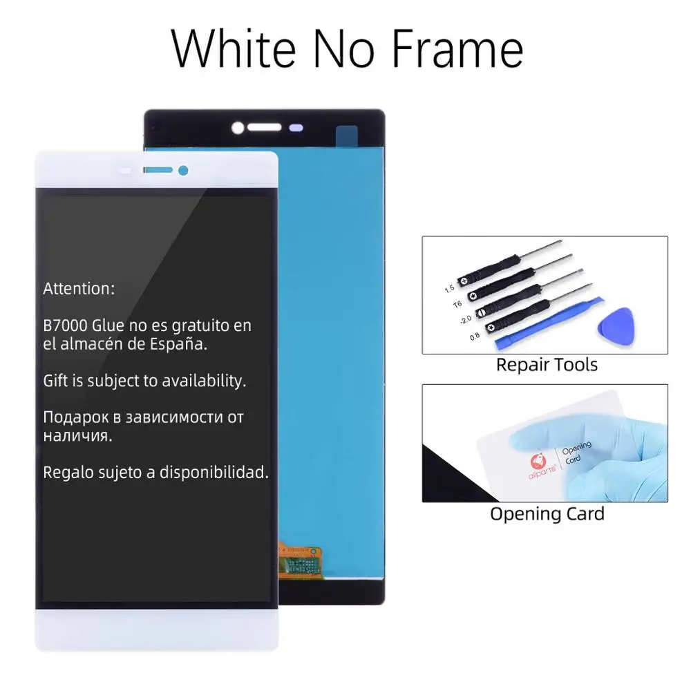 White No Frame Дисплей для HUAWEI P8 LCD в сборе с тачскрином на рамке 5.2'' белый золото черный - Цвет: White No Frame