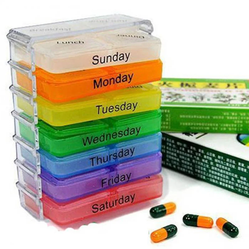 7days pill box Tablet Sorter Medicane weekly storage Drugs Container Pill splitters Medicinebox holder organizer