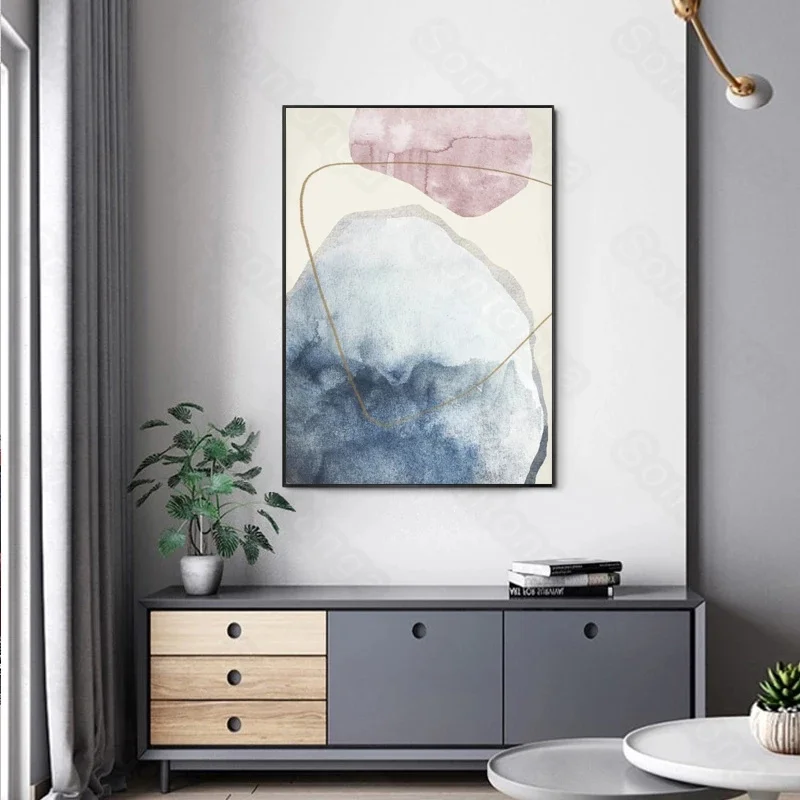 

Still Life Painting Pink Ink Painting Nordic Style Simple and Light Luxury Modern Nordic Decorative Painting Porch Living Room