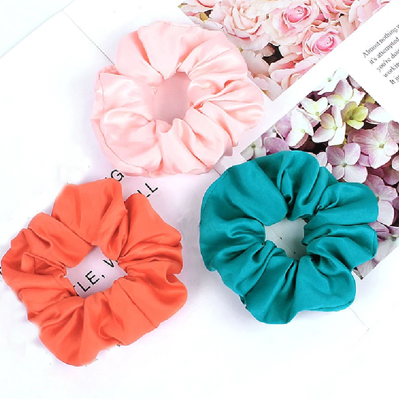 Solid Color Silk like Scrunchie Hairbands Hair tie Accessories Satin Stretch Ponytail Holders Handmade Gifts |