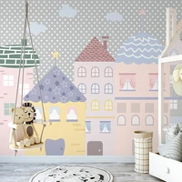 custom self adhesive waterproof wallpaper 3d hand painted colorful small house childrens room murals cartoon kids wall stickers