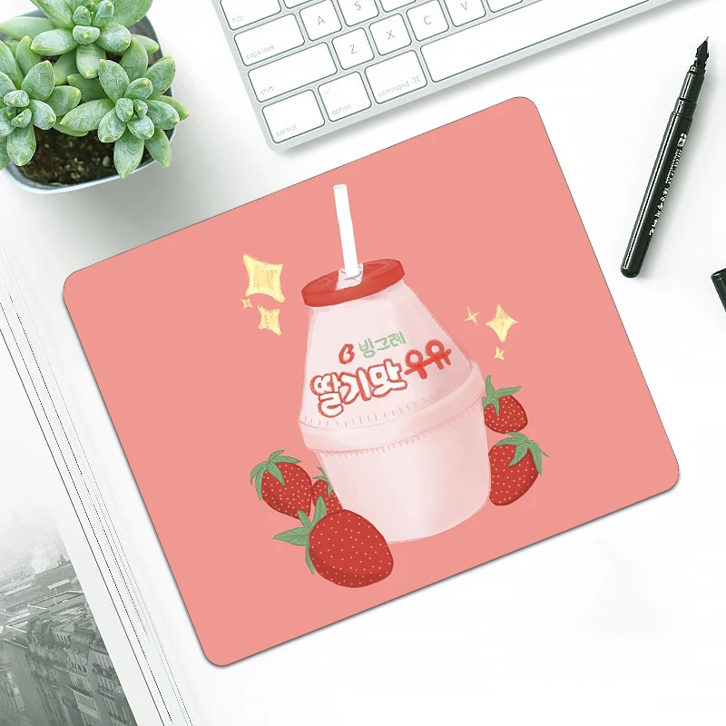 Розовый коврик для мыши с клубничным молоком игровой Настольный офисный