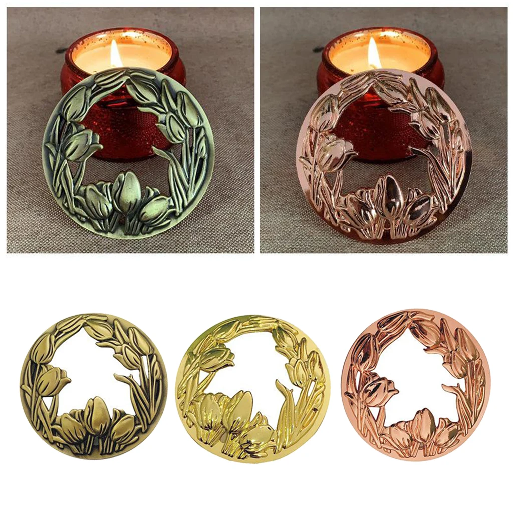

Alloy Scented Candles Art Cover Round Flower Style Hot Heat Resistant Inner