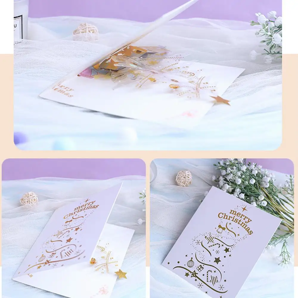 Поздравительная открытка ручной работы с рождественской елкой со сверкающими