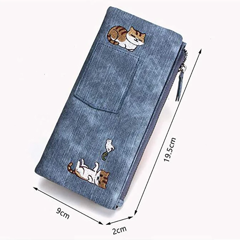 

Card Holders Coin Wallet New Cute Embroidered Cartoon Animal Printing With Zipper Long Handbag Wallet