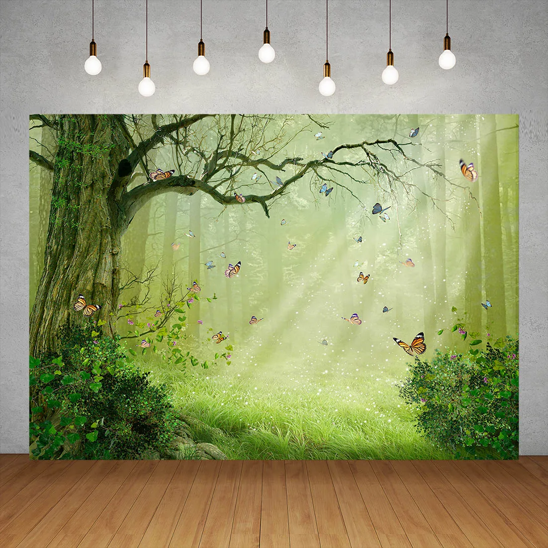 

Виниловый фон для студийной фотосъемки детей с изображением сказочного солнечного дерева джунглей дня рождения