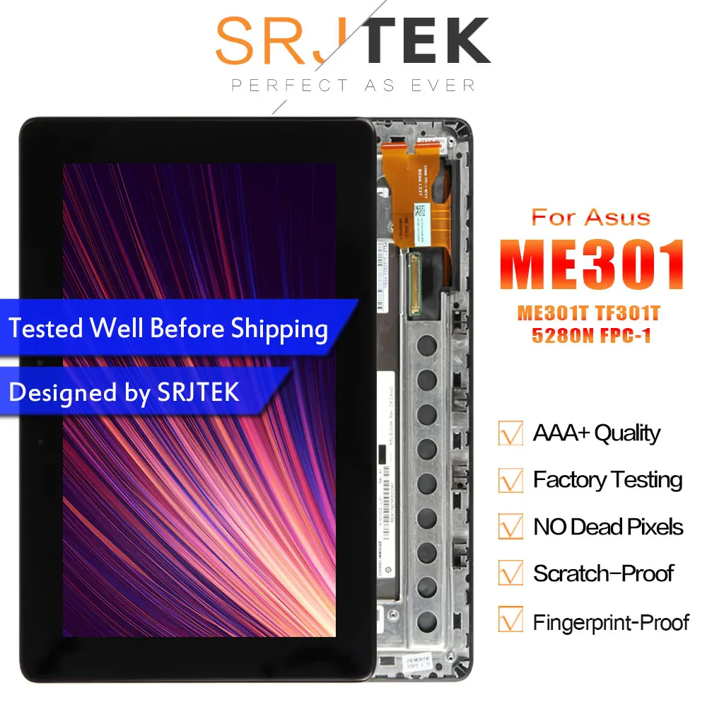 

Оригинальный ЖК-экран для Asus MeMo Pad Smart ME301 ME301T K001 TF301T, сенсорный дигитайзер с рамкой T01 5280N FPC-1 8V