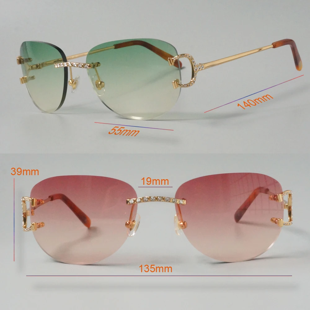 Мужские солнцезащитные очки без оправы Carter Shades роскошные дизайнерские с камнями