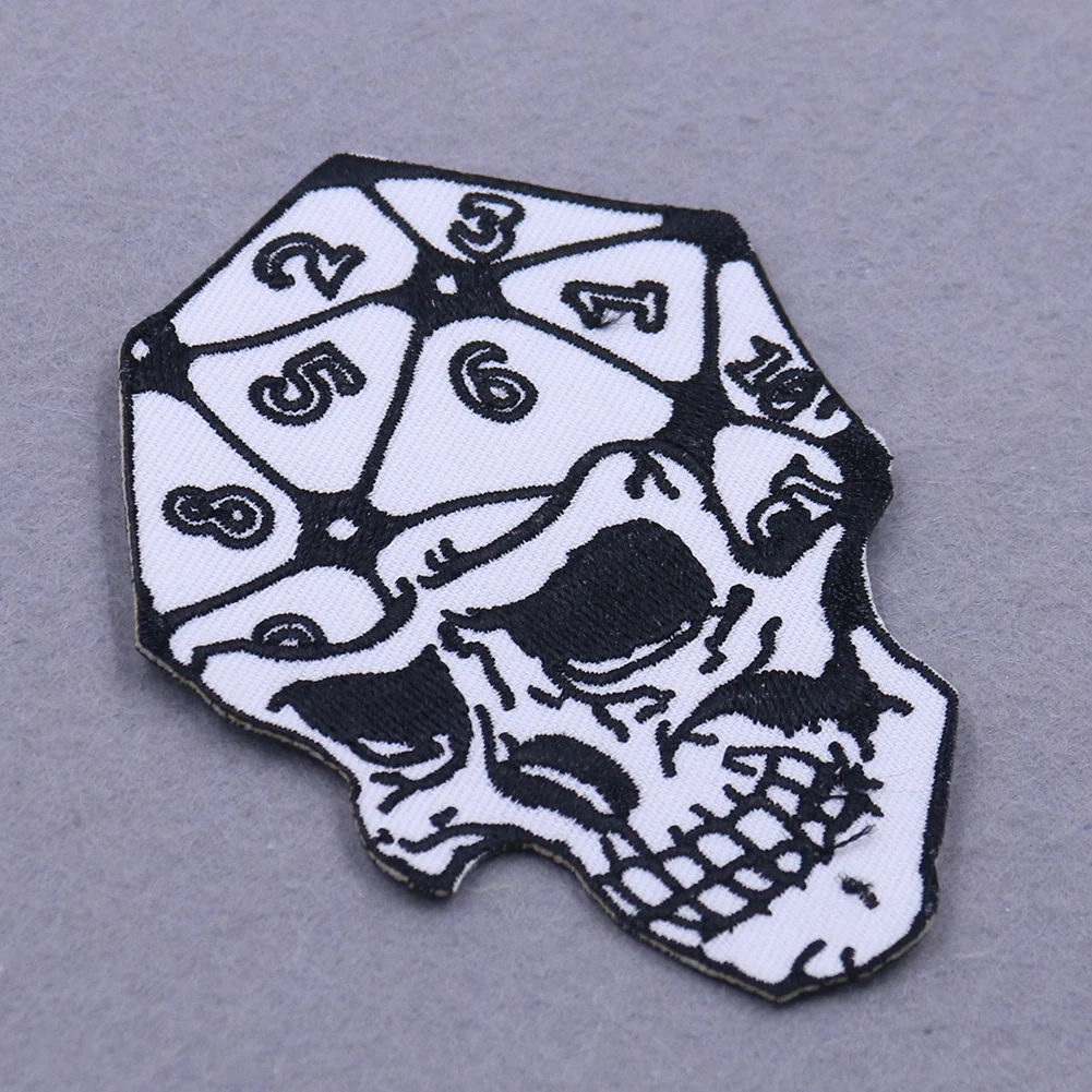 1PC Creative Dice Skull Patch Embroidery Applique for Punk Clothes Iron on Transfer Clothing Accessories Sew Fabric Badge | Дом и сад