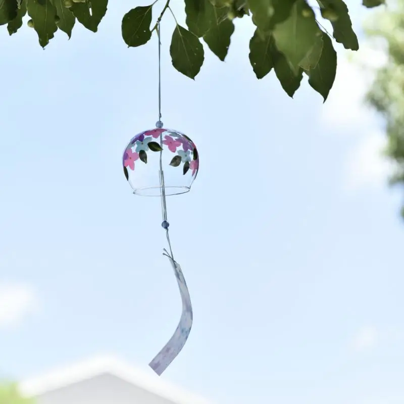 Wind Chimes Japan Style Wind Bells Wind Chimes Minimalism Handpaint Sakura Glass Home Garden Hanging Wind Bells Decoration