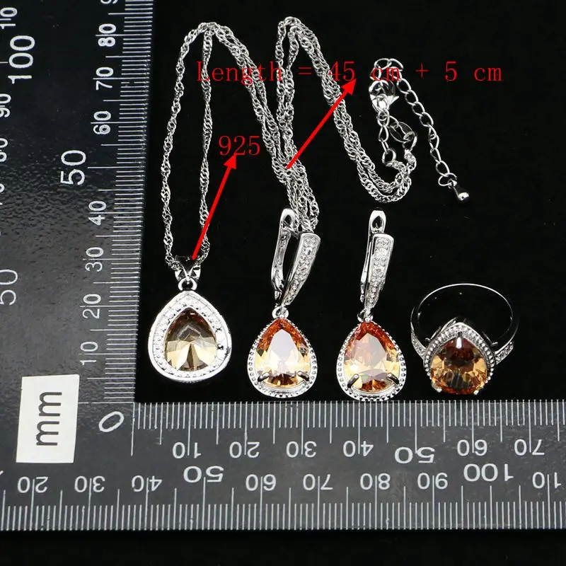 Комплект из колье серёг кольца и браслета серебра 925 пробы | Украшения аксессуары