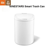original xiaomi youpin ninestars smart trash can motion sensor auto sealing led induction cover trash 10 l mi home ashcan bins