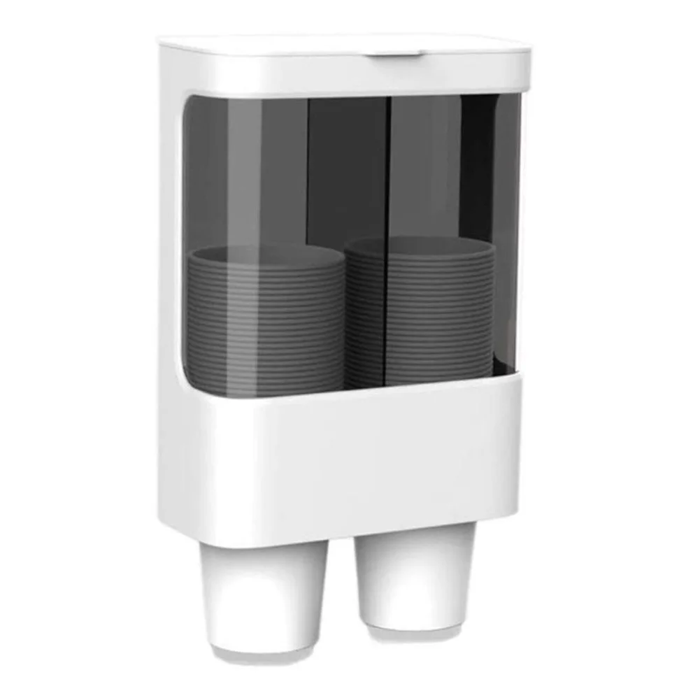 

Disposable Cup Dispenser Pull Type Cup Holder Wall Mounted Double Tube Disposable Home Kitchen Paper Cups Storage Dispenser