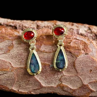 classic red epoxy inlay colorful drop shape dangle earrings for women wedding drop fashion jewelry 2020 wholesale d270
