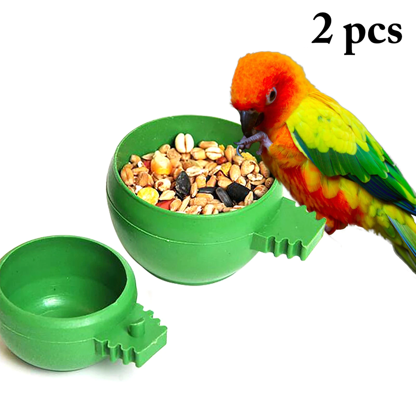 

2PCS Bird Bowls Hanging Round Shaped Pet Food Bowls Pet Cage Small + Large Bowls Bird Supplies Pet Accessories Bird Supplies