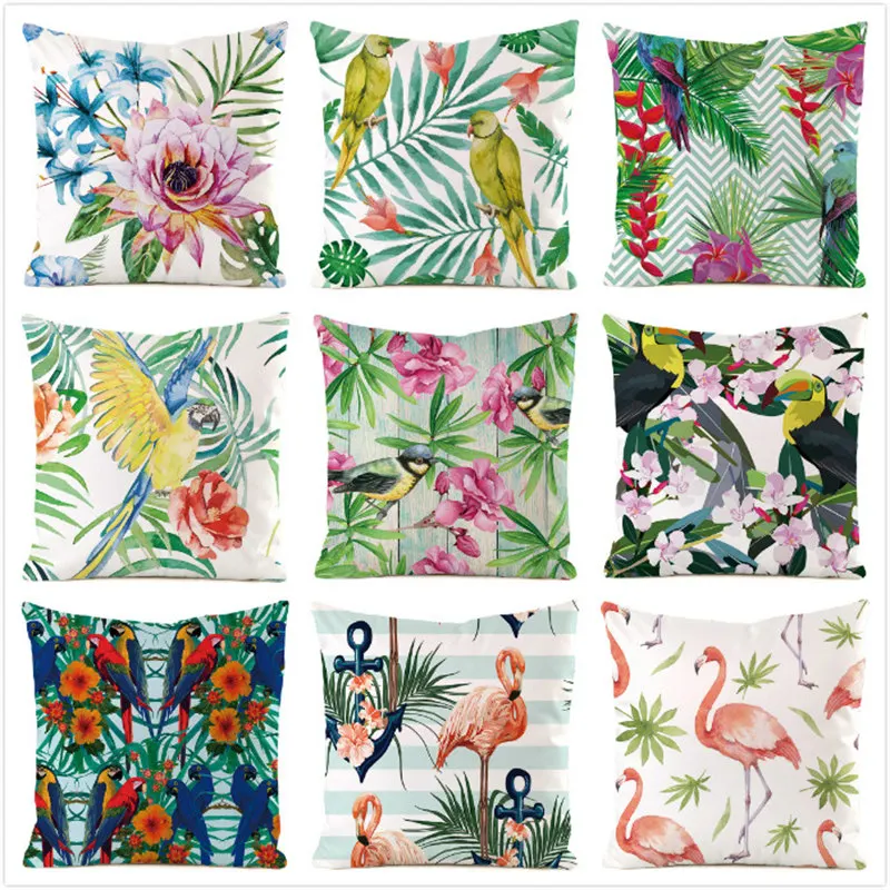 

45cm*45cm Tropical Style Inimitated Silk Fabric Throw Pillow Covers Couch Cushion Cover Home Decorative Pillows Pillow Case