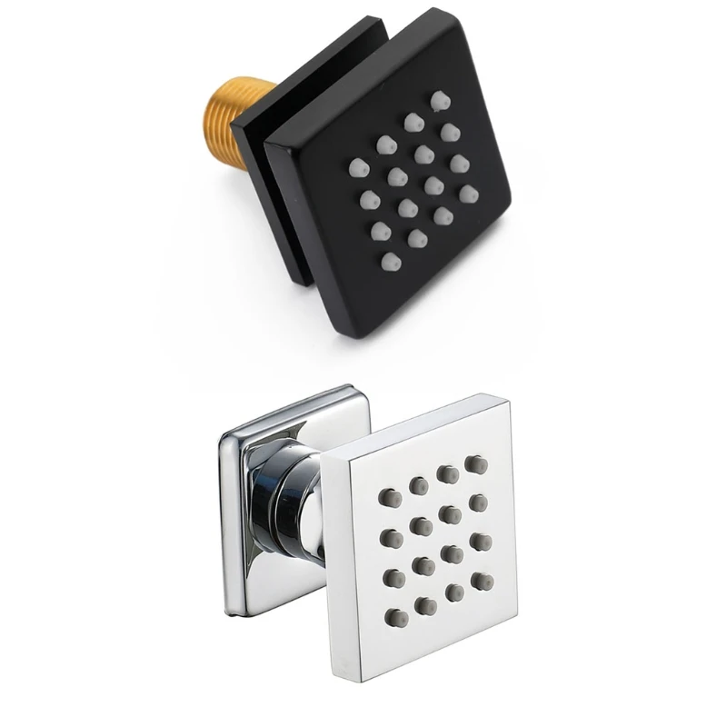 

2 Inch Square Shower Body Spray Massage Jets Adjustable Shower Head Brass 2-Function Black/Ch rome