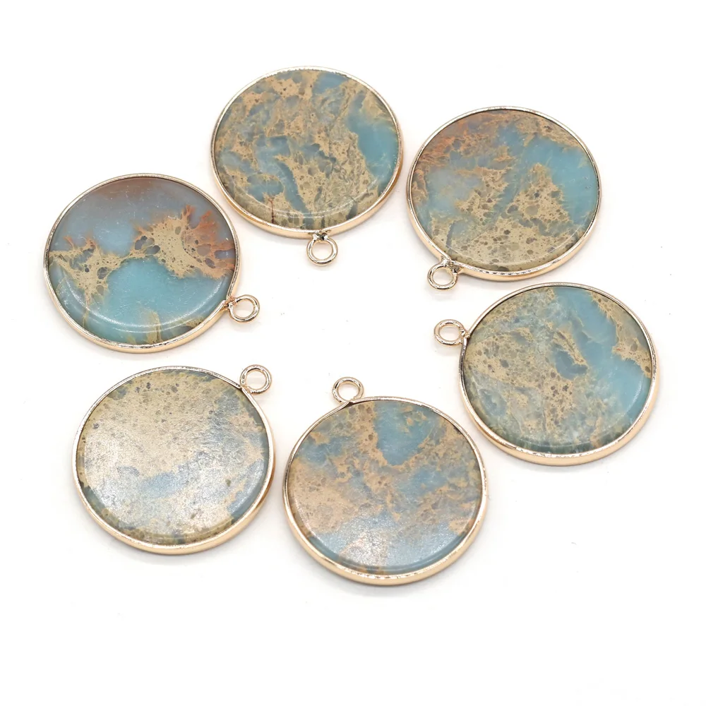 

Natural Gems Oval Shape Ocean Jaspers Necklace Pendant Ocean Crystal for Jewelry Making DIY Earring Necklace Accessories