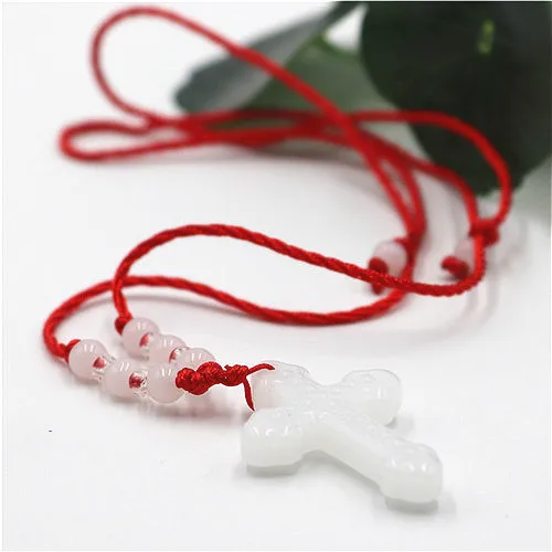 Натуральный китайский белый нефритовый крест кулон агат ожерелье Модные