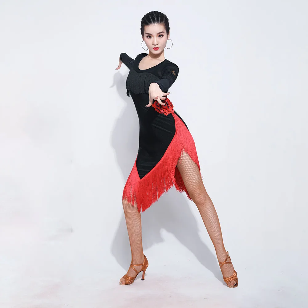 

Латинский взрослый женский латинский танец Dss Art Test Конкурсный костюм платье с кисточками Костюм для латинских танцев Практическая одежда ...