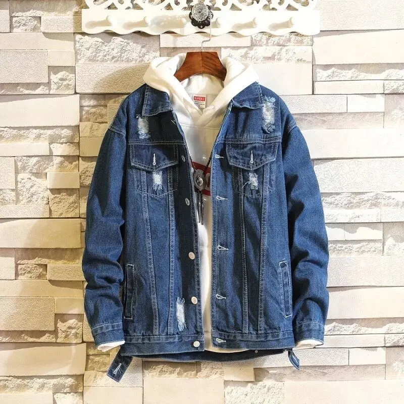

New Hooded denim jacket Men's 2021 New Spring and Autumn Korean Version Fashion Casual Jacket fashion coat Men's Autumn Jacket