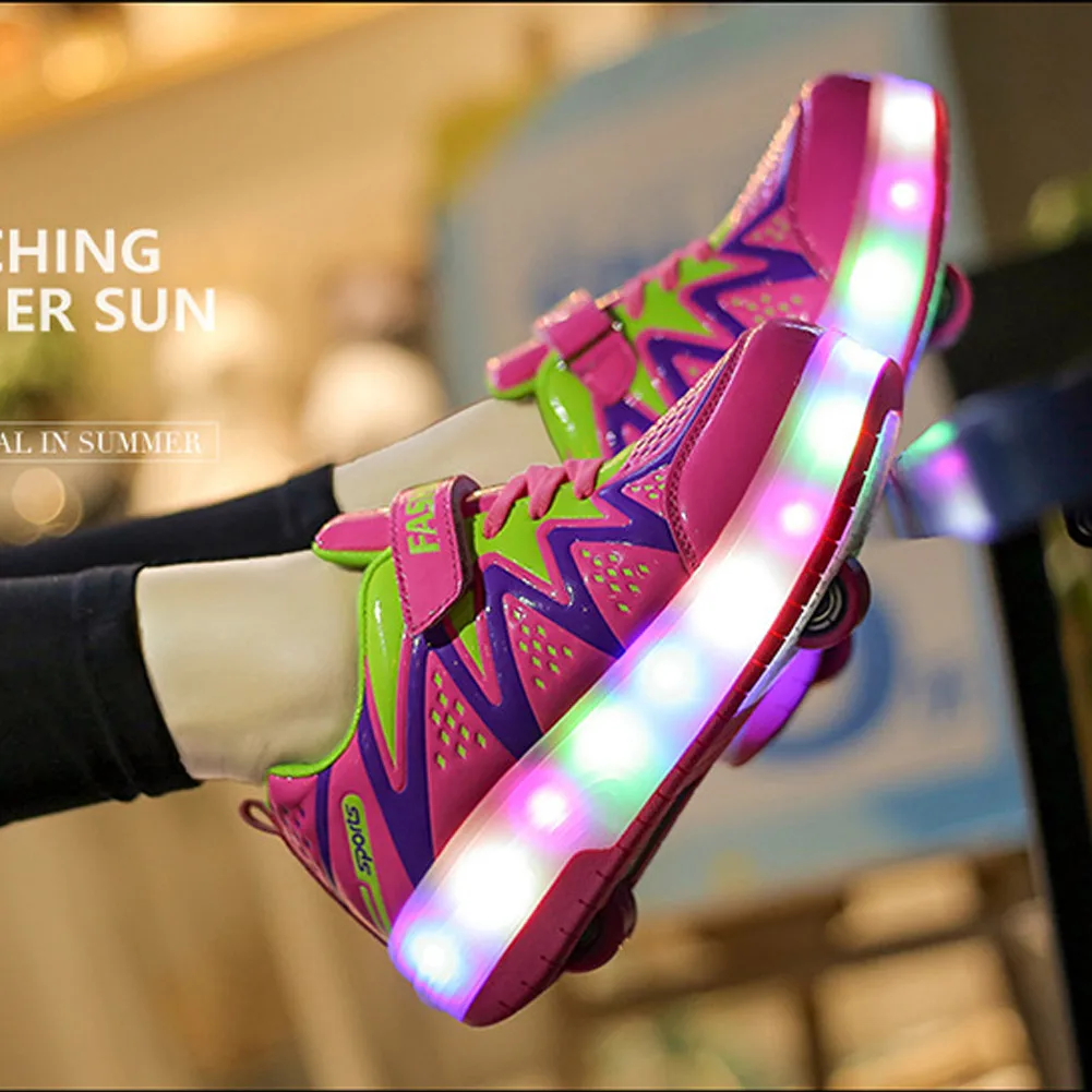 Kids Shoes Boy Running Sneakers Light Up Shoes Wheel Shoes Toddler Kids Anti-slip Shoes Fashion Design
