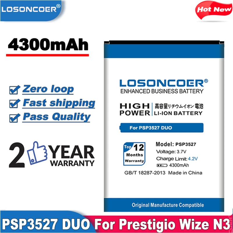 LOSONCOER Новый Сменный аккумулятор для телефона 4300 мАч PSP3527 DUO Prestigio Wize NK3 PSP3527DUO PSP3507