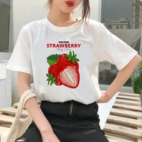 women tshirts cute strawberry apple funny printed t shirt harajuku graphic t shirt short sleeve fashion casual white t shirt
