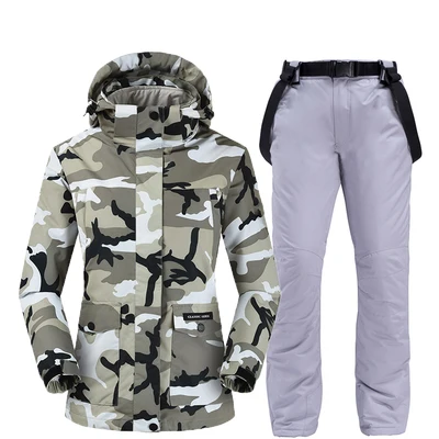 color 15 Лыжный костюм, женский лыжный костюм, новинка, теплые плотные зимние Двойные лыжные штаны, три в одном, съемный водонепроницаемый женский лыжный костюм - Цвет: color 15